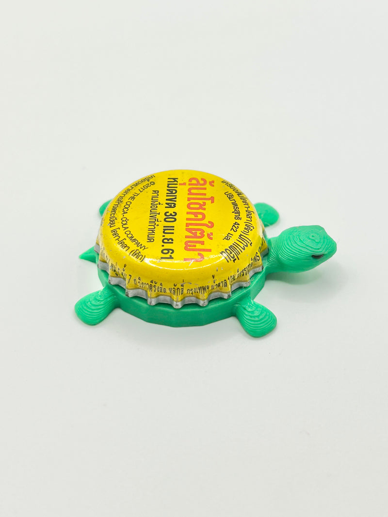Coca Cola International (Yellow) - Bottle Cap Magnet Turtle Shell Shocked Art