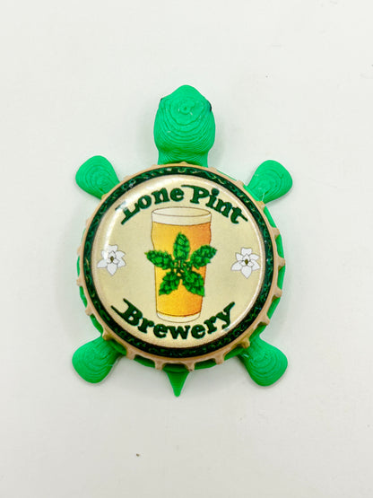 Lone Pint Brewery - Bottle Cap Magnet Turtle Shell Shocked Art