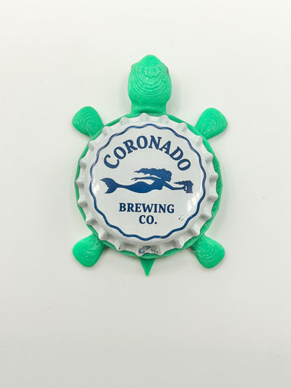 Coronado Brewing - Bottle Cap Magnet Turtle Shell Shocked Art
