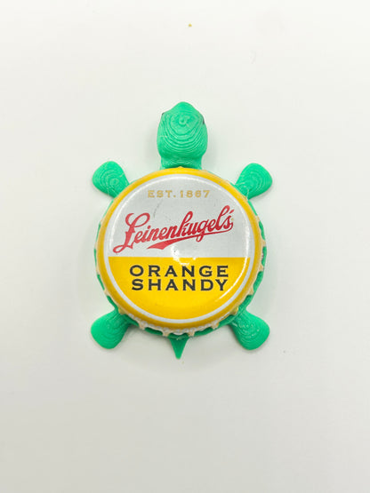 Leinenkugel's Orange Shandy - Bottle Cap Magnet Turtle Shell Shocked Art