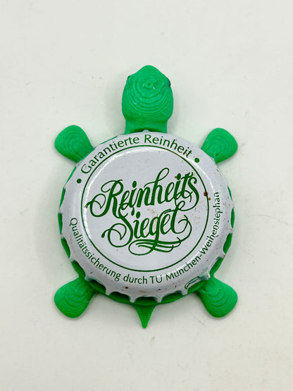 Reinheits Seigel (Green) - Bottle Cap Magnet Turtle Shell Shocked Art
