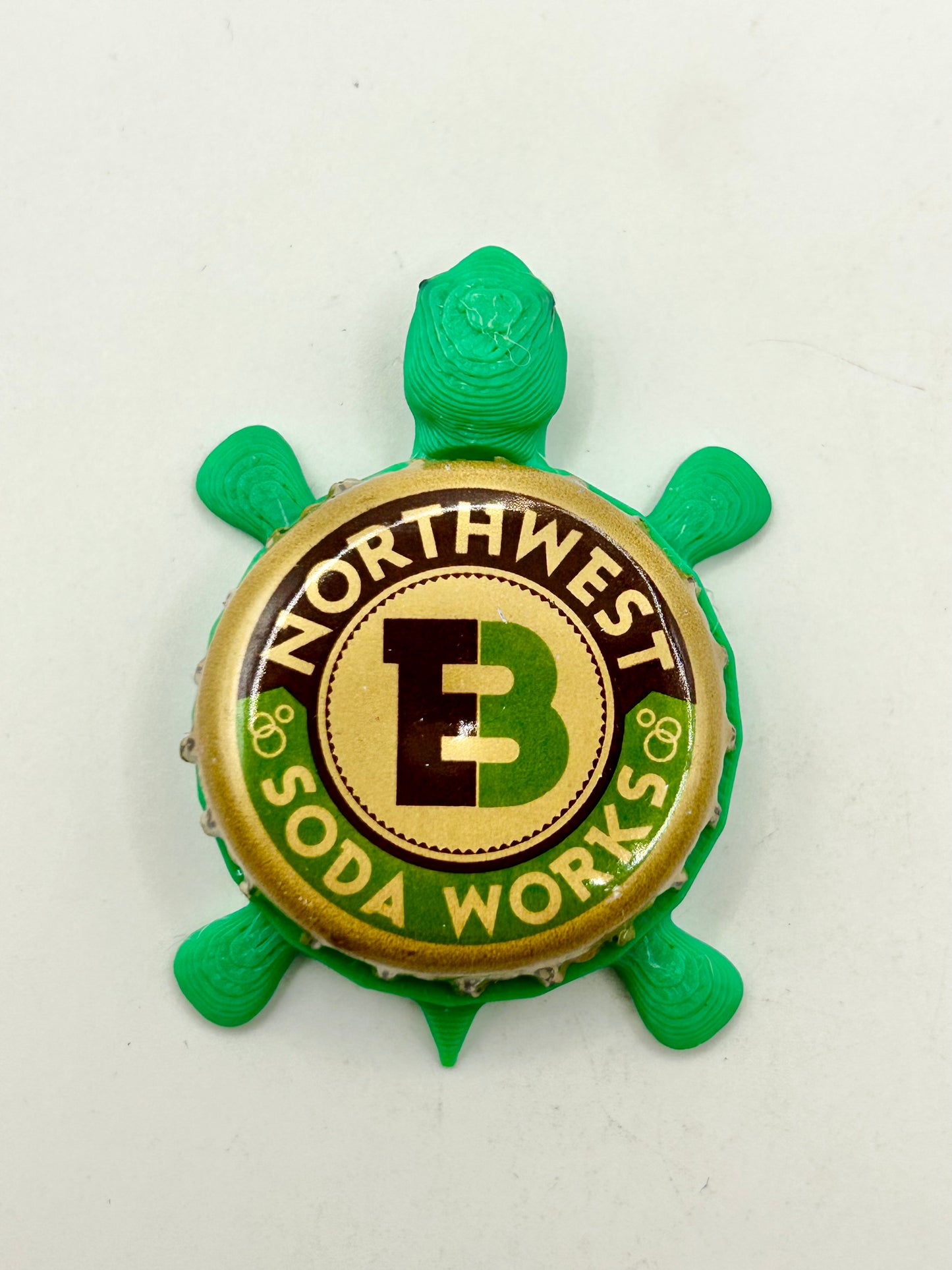 Northwest Soda Works  - Bottle Cap Magnet Turtle Shell Shocked Art