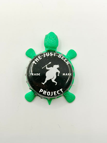 The Just Beer Project - Bottle Cap Magnet Turtle Shell Shocked Art