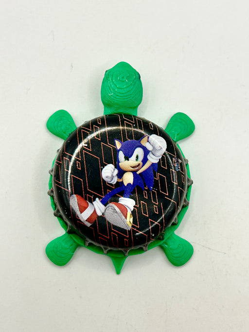 Sonic Fist Pump - Bottle Cap Magnet Turtle Shell Shocked Art