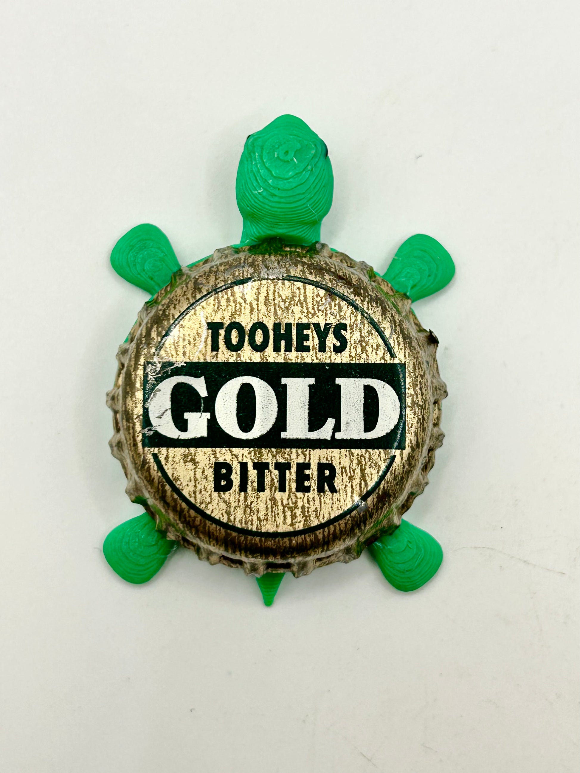 Tooheys Gold Bitter - Bottle Cap Magnet Turtle Shell Shocked Art