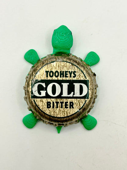 Tooheys Gold Bitter - Bottle Cap Magnet Turtle Shell Shocked Art