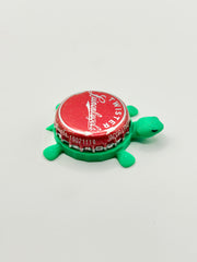 Leinenkugel's (Cursive Text Red) - Bottle Cap Magnet Turtle Shell Shocked Art