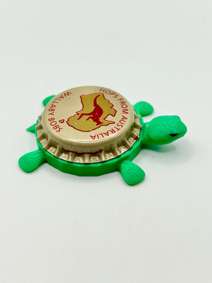 Wallaby Bobs, Hops from Australia - Bottle Cap Magnet Turtle Shell Shocked Art