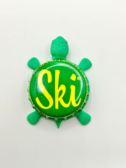 Ski - Bottle Cap Magnet Turtle Shell Shocked Art