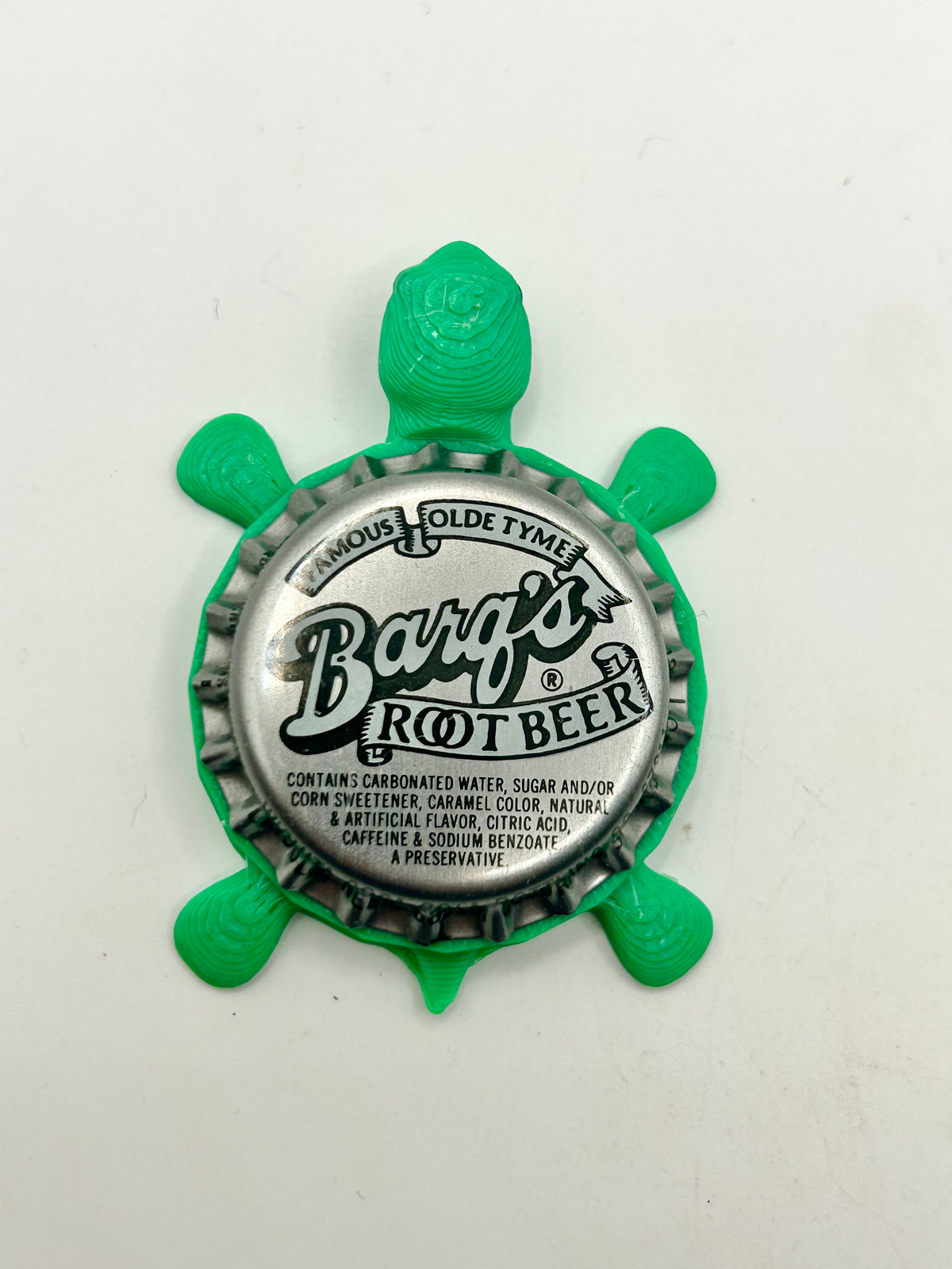 Barq’s Root Beer (with Text) - Bottle Cap Magnet Turtle — Shell Shocked Art