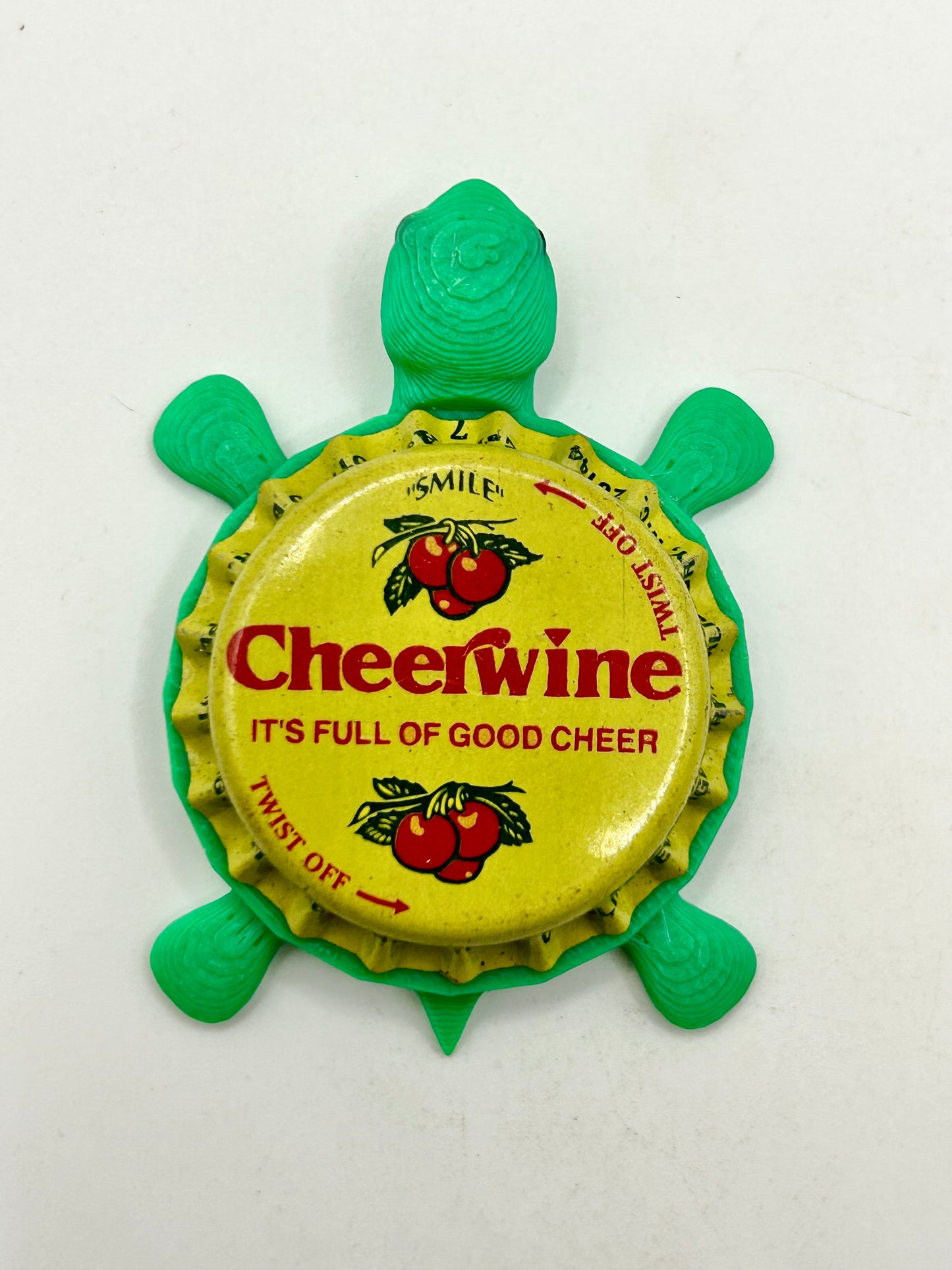 Cheerwine (Vintage Yellow) - Bottle Cap Magnet Turtle Shell Shocked Art