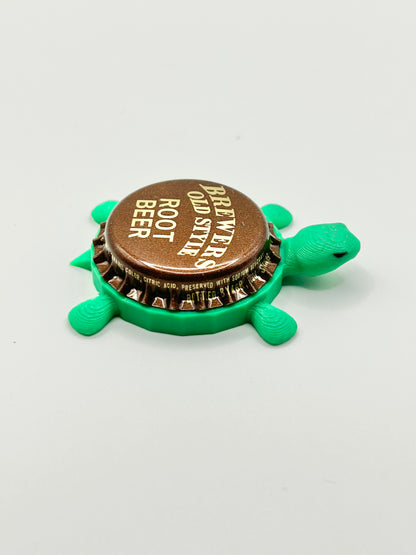 Brewers Old Style Root Beer - Bottle Cap Magnet Turtle Shell Shocked Art