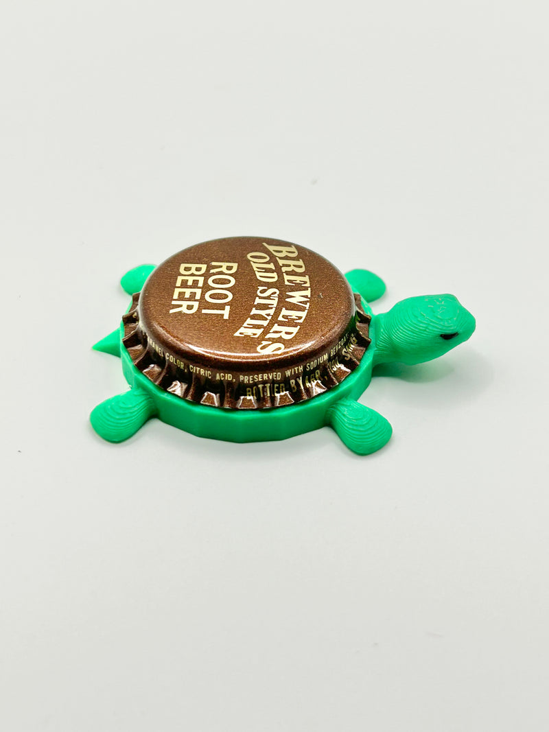 Brewers Old Style Root Beer - Bottle Cap Magnet Turtle Shell Shocked Art