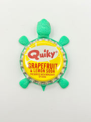 Quiky Grapefruit Soda (Vintage) - Bottle Cap Magnet Turtle Shell Shocked Art