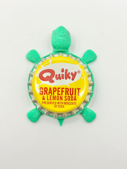 Quiky Grapefruit Soda (Vintage) - Bottle Cap Magnet Turtle Shell Shocked Art