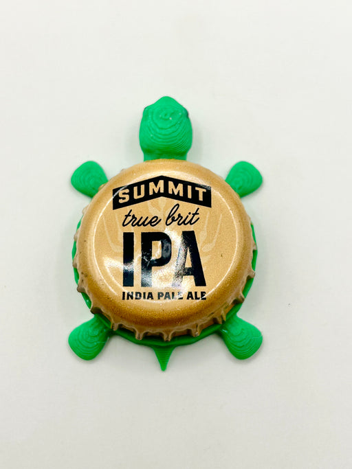 Summit True Brit IPA - Bottle Cap Magnet Turtle Shell Shocked Art