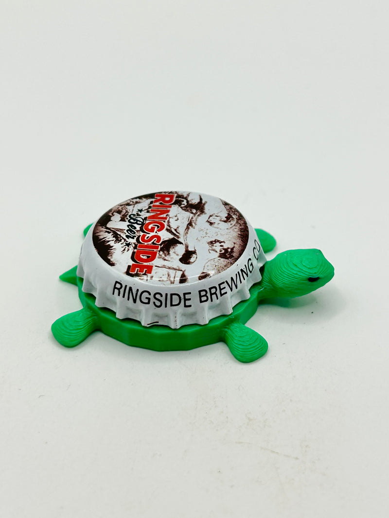 Ringside Beer - Bottle Cap Magnet Turtle Shell Shocked Art