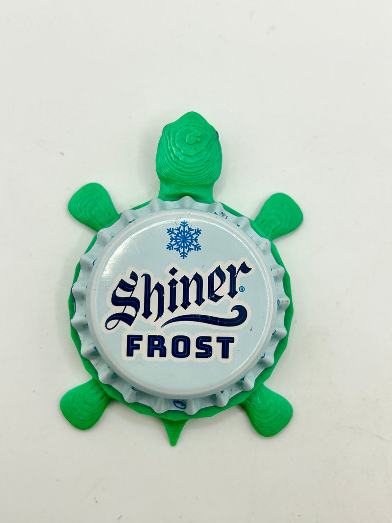 Shiner Frost Beer - Bottle Cap Magnet Turtle Shell Shocked Art
