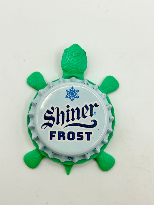 Shiner Frost Beer - Bottle Cap Magnet Turtle Shell Shocked Art