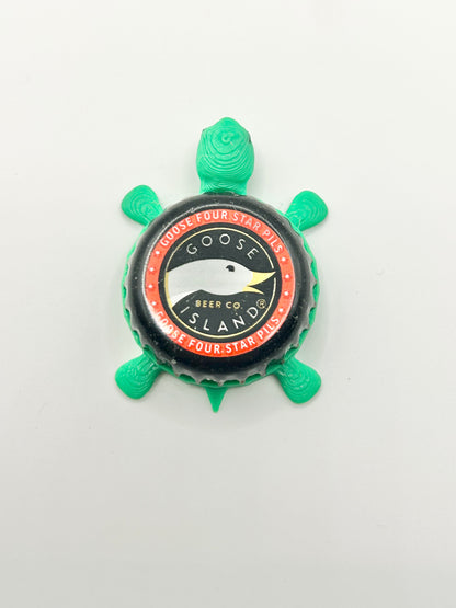 Goose Island Goose Four Star Pils - Bottle Cap Magnet Turtle Shell Shocked Art