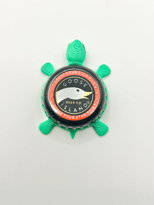 Goose Island Goose Four Star Pils - Bottle Cap Magnet Turtle Shell Shocked Art