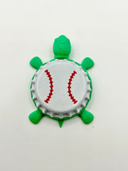 Baseball - Bottle Cap Magnet Turtle Shell Shocked Art