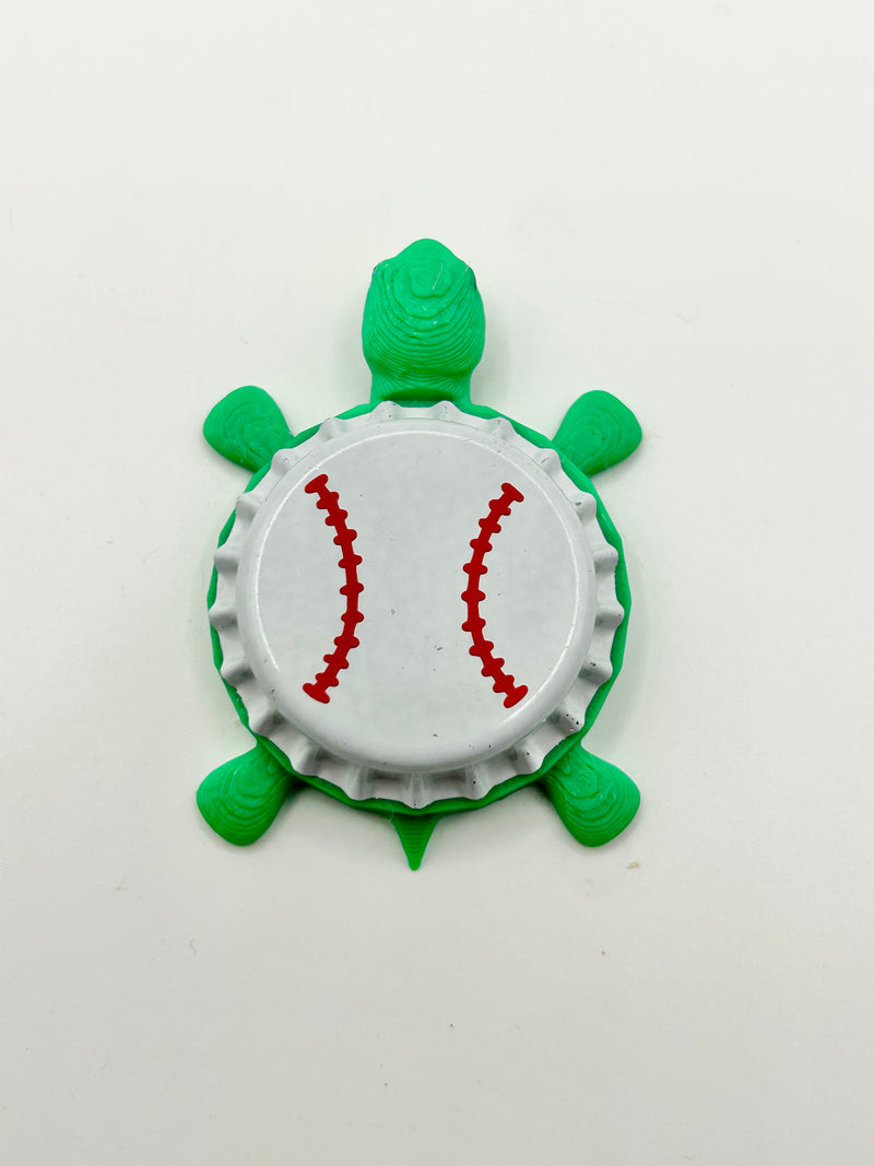 Baseball - Bottle Cap Magnet Turtle Shell Shocked Art