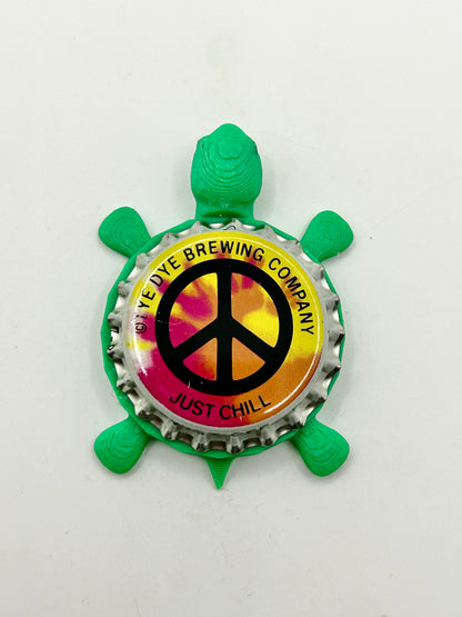 Tye Dye Brewing - Bottle Cap Magnet Turtle Shell Shocked Art