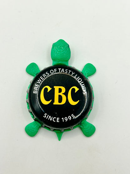 Carolina Brewing Co (Black) - Bottle Cap Magnet Turtle Shell Shocked Art