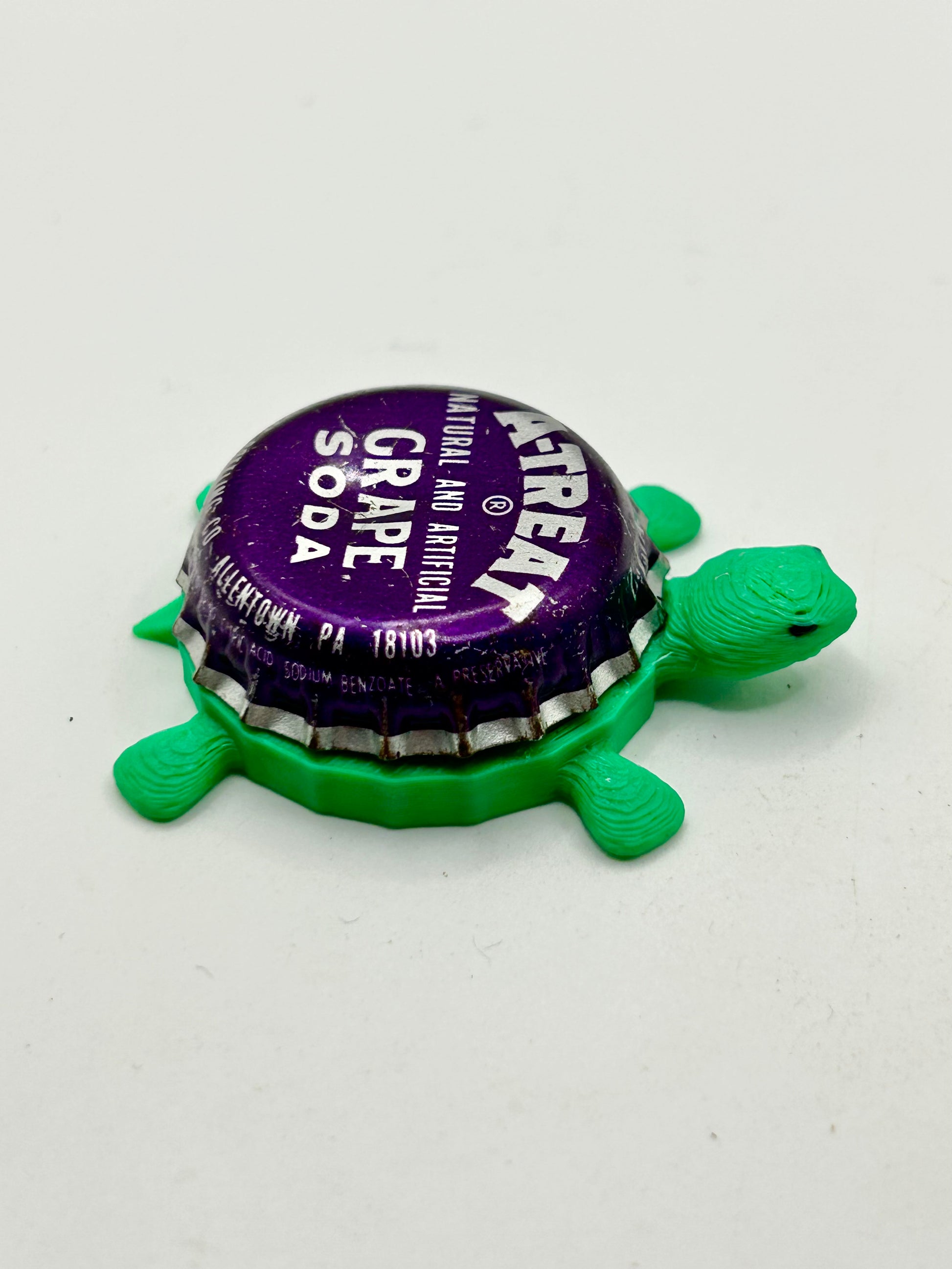 A-Treat Grape Soda - Bottle Cap Magnet Turtle Shell Shocked Art
