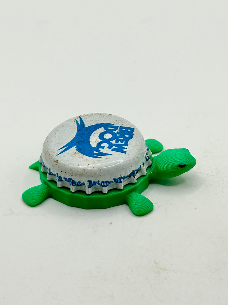 Brew Dog (Blue with Text) - Bottle Cap Magnet Turtle Shell Shocked Art