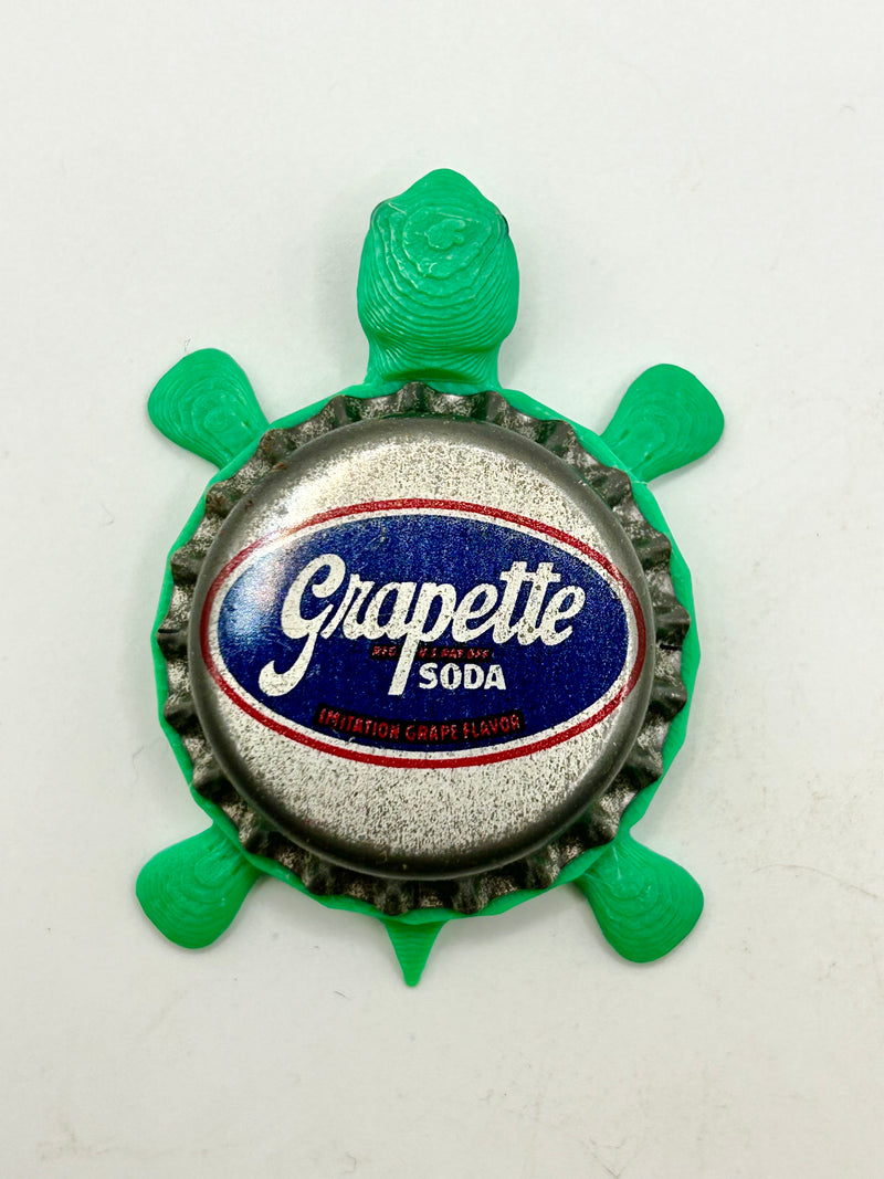 Grapette Soda - Bottle Cap Magnet Turtle Shell Shocked Art