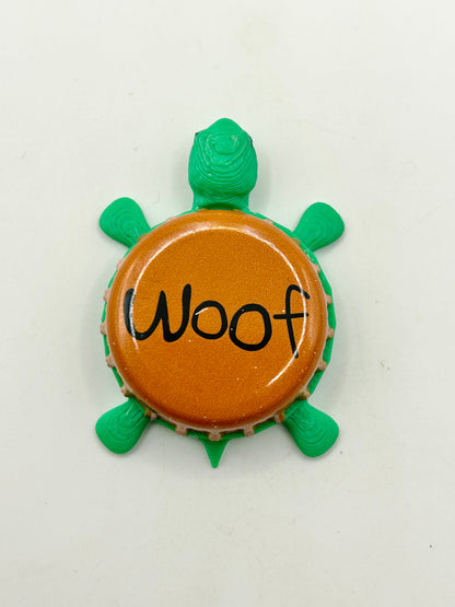 Woof - Bottle Cap Magnet Turtle Shell Shocked Art