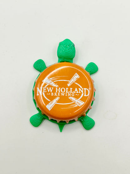 New Holland Brewing (Orange) - Bottle Cap Magnet Turtle Shell Shocked Art