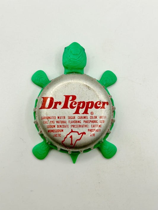Dr Pepper Soda (Vintage, WV) - Bottle Cap Magnet Turtle