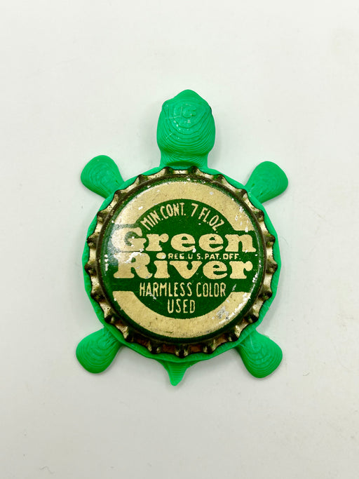 Green River Soda (Vintage) - Bottle Cap Magnet Turtle Shell Shocked Art