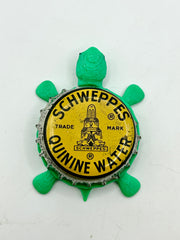 Schweppes Quinine Water - Bottle Cap Magnet Turtle Shell Shocked Art