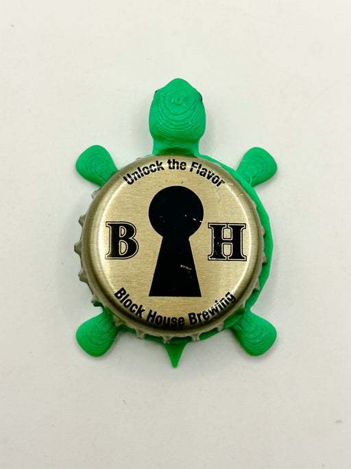 Block House Brewing - Bottle Cap Magnet Turtle Shell Shocked Art