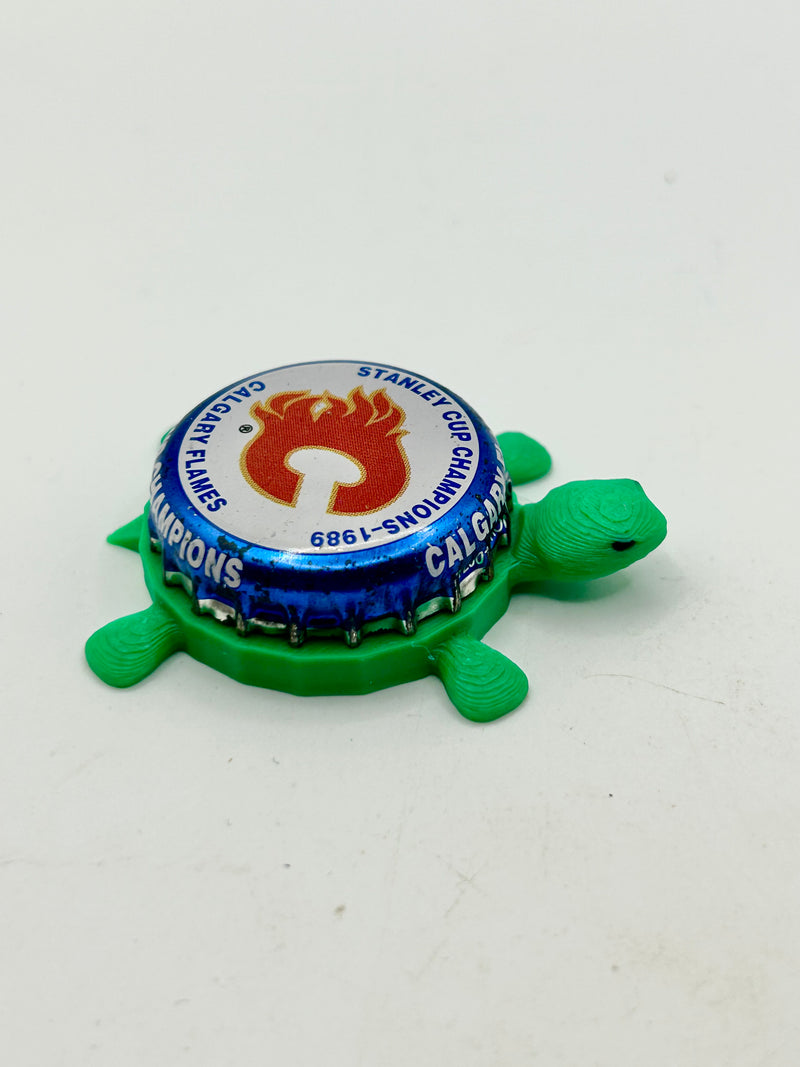 Calgary Flames Stanley Cup Champions (1989) - Bottle Cap Magnet Turtle Shell Shocked Art