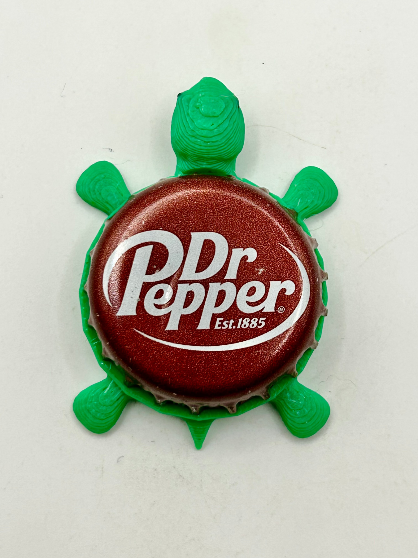 Dr Pepper Soda (Est 1885)- Bottle Cap Magnet Turtle Shell Shocked Art