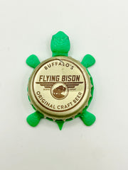 Flying Bison Brewing (Original Craft Beer) - Bottle Cap Magnet Turtle Shell Shocked Art