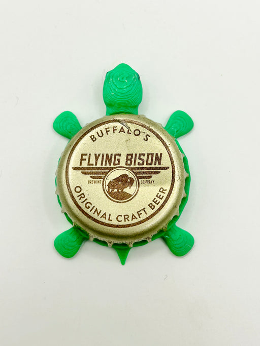 Flying Bison Brewing (Original Craft Beer) - Bottle Cap Magnet Turtle Shell Shocked Art