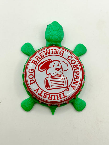 Thirsty Dog Brewing Co. (Red) - Bottle Cap Magnet Turtle Shell Shocked Art