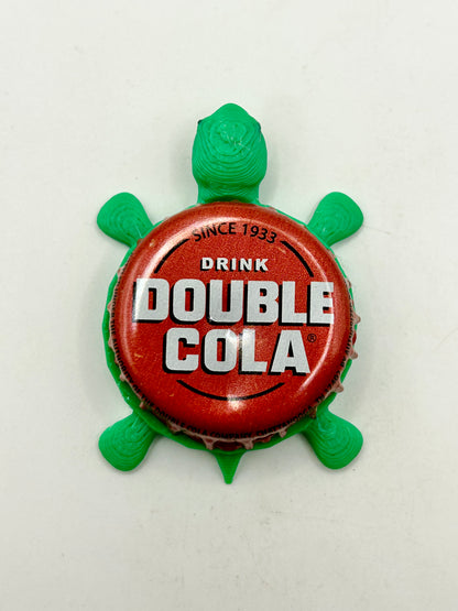 Drink Double Cola - Bottle Cap Magnet Turtle Shell Shocked Art