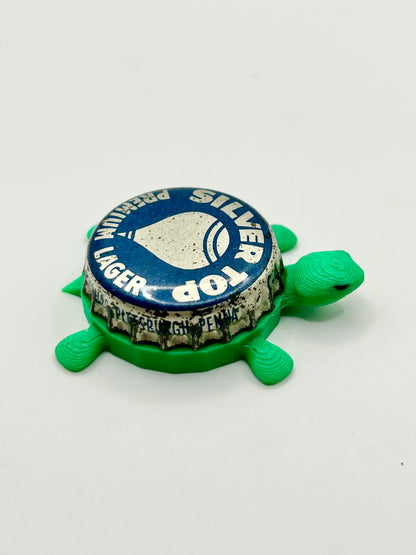 Silver Top Premium Lager - Bottle Cap Magnet Turtle Shell Shocked Art