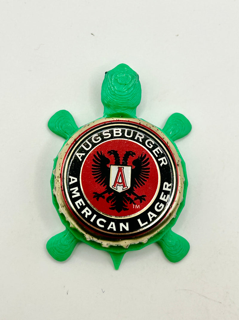 Augsburger American Lager - Bottle Cap Magnet Turtle Shell Shocked Art
