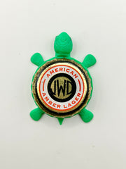 Dundee’s JWD American Amber Lager - Bottle Cap Magnet Turtle Shell Shocked Art