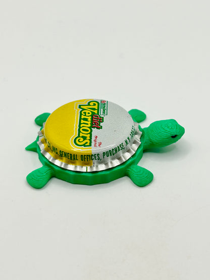 Diet Vernors Soda - Bottle Cap Magnet Turtle Shell Shocked Art