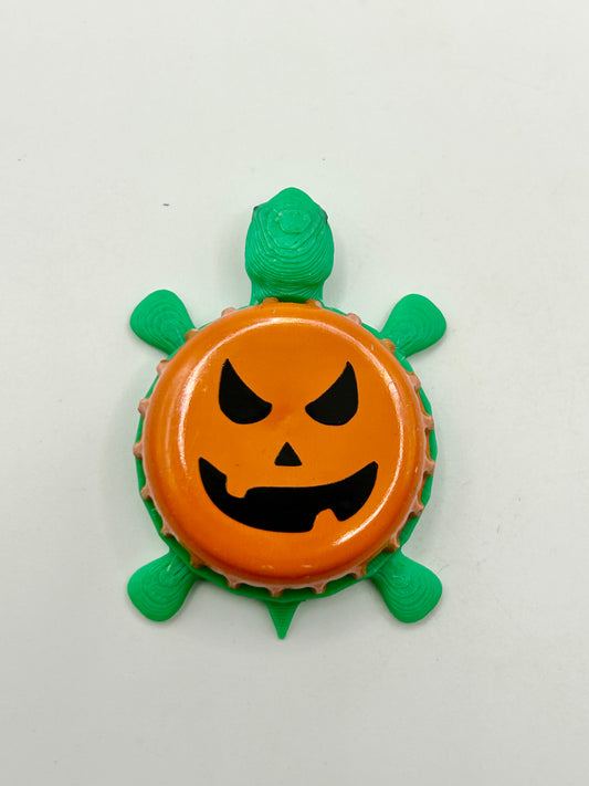 Jack O Lantern - Bottle Cap Magnet Turtle