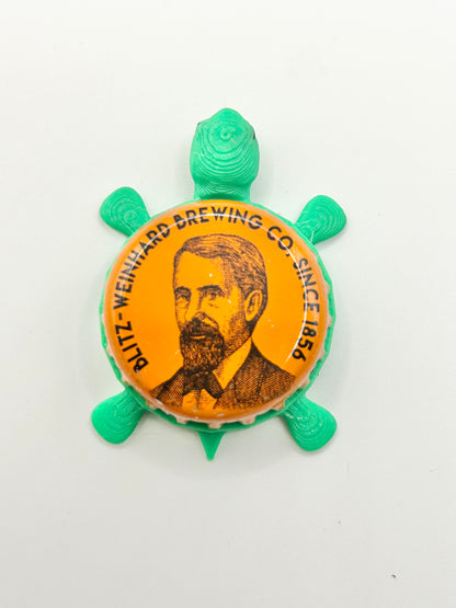 Blitz Weinhard Brewing (Orange) - Bottle Cap Magnet Turtle Shell Shocked Art